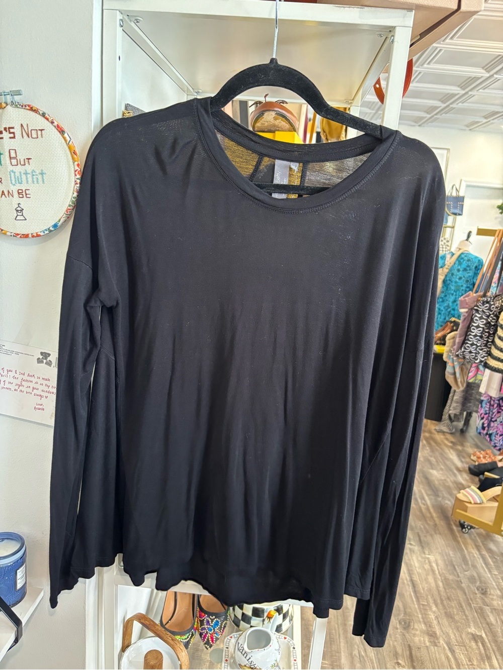 Sweaty Betty Black Crewneck Long Sleeve Top